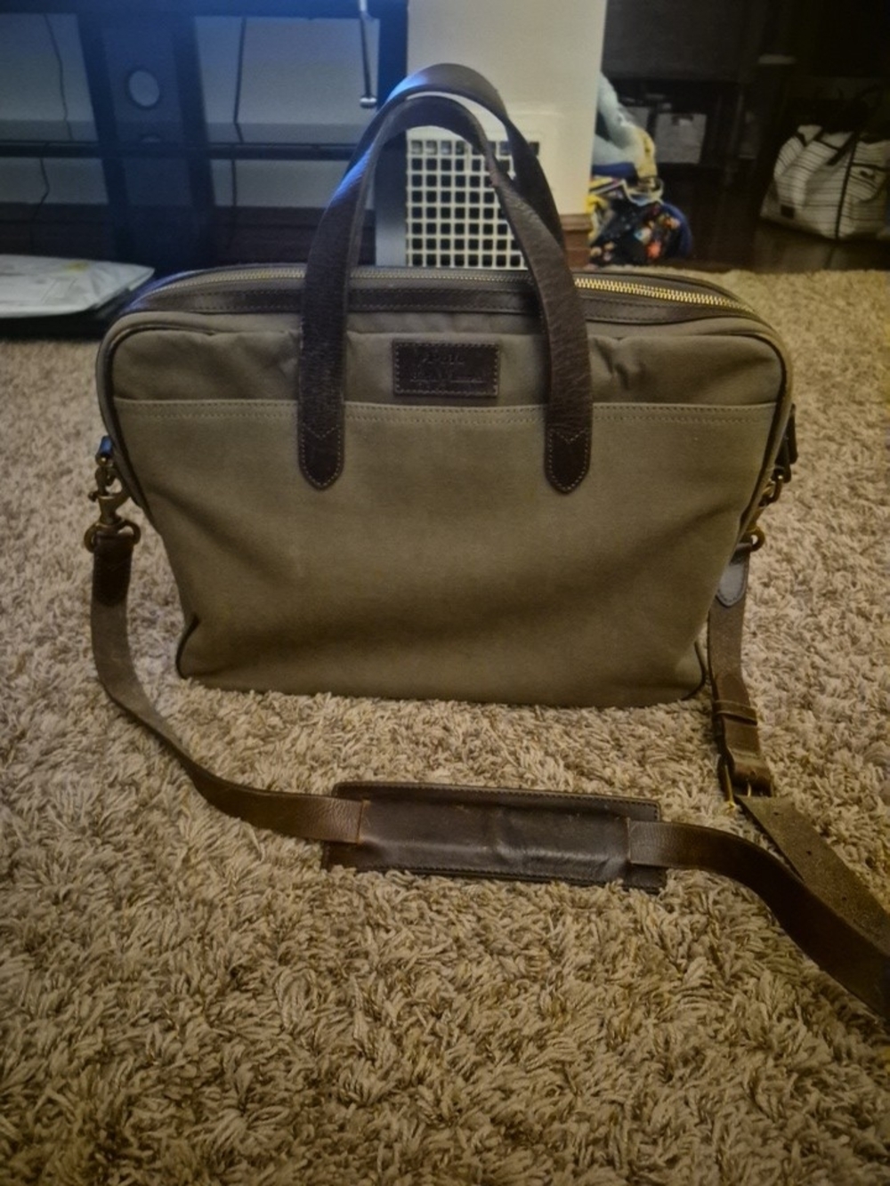 Vintage 90s Polo Ralph Lauran Classic Men's Canvas Briefcase - Olive Green